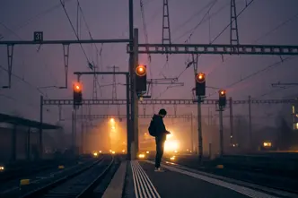 Man at a train station