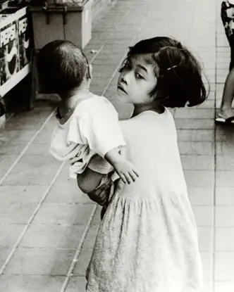 little girl analog with doll