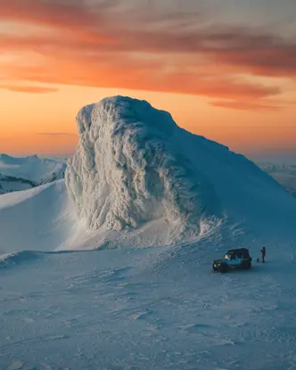 Iceland, snow and mountains