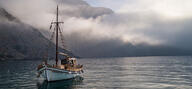 Sailing ship on the lake